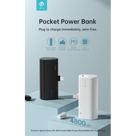 Mini Power Bank 20W 5000mah attacco diretto Lightning Apple